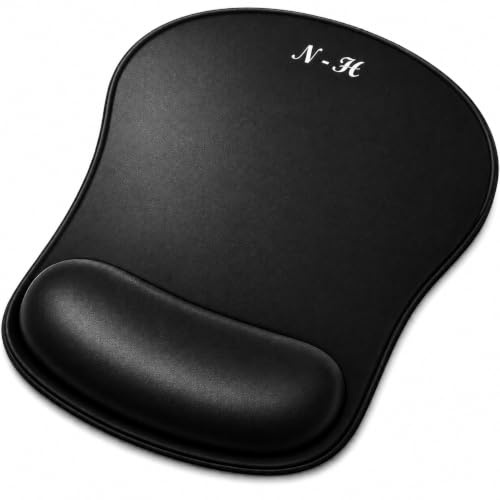 Mouse Mat Wrist Support, Gel Ergonomic Mouse Pad, Black | Non-slip Anti Slip PU Base, Waterproof Surface, Mousepad for Computer, Laptop, Office and Home