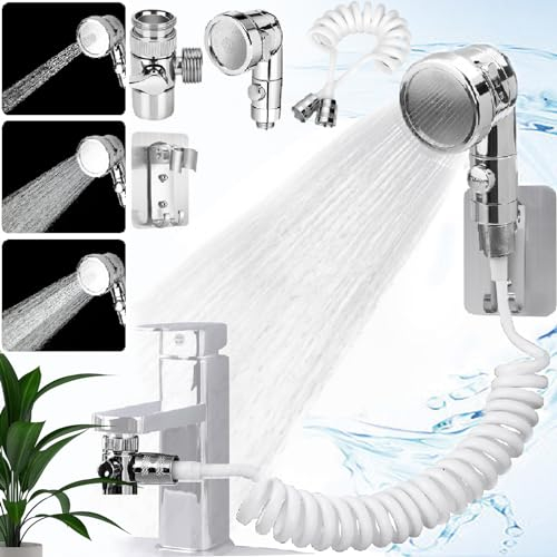 Weploda Set Soffione Doccia Per Lavandino, Soffione Doccia Lavello Estensibile, Doccetta Per Lavandino Bagno, Doccino Lavandino Con 1,5m, Doccetta Per Lavandino e Bidet(3 Modalità)