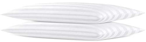 Thin Flat Soft Low Pillows Standard Size Set of 2, Down Alternative Filled Bed Pillows for Side Back and Stomach Sleepers 20x26