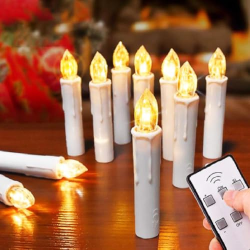 HoneTeek Flammenlose Led Kerzen mit Timerfunktion, 10er-Pack elektrische led Teelichter, batteriebetrieben, Realistische gefälschte Kerze für Hochzeit, Weihnachtsdekoration