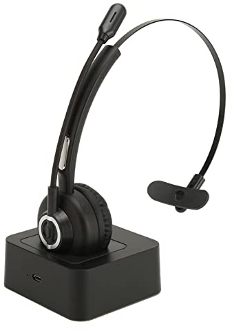 telefonheadset, Flexibelt Huvudband Roterbar Mikrofon Trådlöst Kundserviceheadset Single Ear 5.0 med Laddningsbas för Datorer