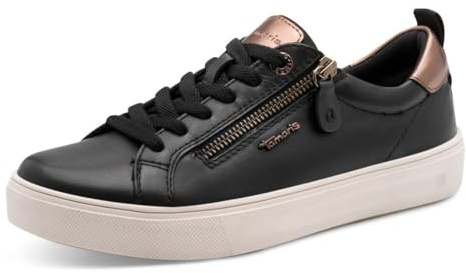 Tamaris Comfort Damen Sneaker flach mit Reißverschluss Freizeit, Schwarz (Black Patent), 41 EU
