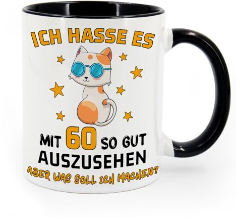 Tarklanda Tasse 60. Geburtstag, Geschenk 60 Geburtstag Frauen, Tasse Geburtstagsgeschenk Kaffeetasse aus Porzellan 350 ml, Geschenke für Frauen Freundin Kollegin Mama Oma