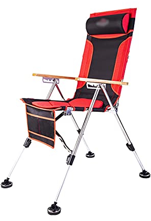 MOOWI Camping Stuhl Angelstuhl Outdoor Campinggeräte Tragbare Faltbare, multifunktionale Picknick-Wandern Strandhocker-Kapazität 550 lbs Anglerstuhl (Color : Red)