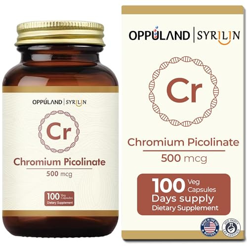 Chromium Picolinate 500 mcg,Chromium Supplements,Non-GMO, Gluten Free,100 Veg Capsules