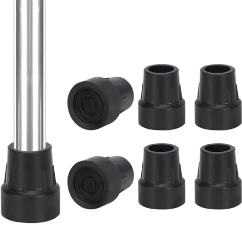 YF 6 Stück Gummipuffer, 25 mm Gehstock Gummispitzen, Rutschfeste Ersatz-Füße für Krücken, Gehhilfen, Toilettensitze, Duschstühle, Badebänke, Gehstöcke & Wanderstöcke, Schwarz