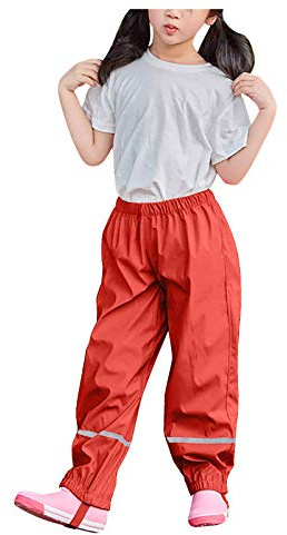 Matschhose Ungefüttert Kinder Schmal Dünne Mädchen Ungefüttert Regenhose Ohne Träger Unisex Regenschutz Fahrrad Regenoverall Mit Aufdruck Kinder Baby Wasserdicht Matschhose Red 122-128