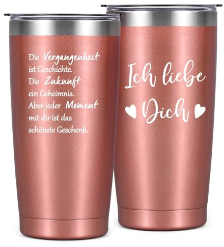 Livole Weihnachtsgeschenke für Frauen, Sie, Ehefrau, Geschenk Freundin Weihnachten, Ich Liebe Dich Geschenke für Frauen Valentinstag, Tasse Freundin, 600ml Kaffeebecher, Thermobecher