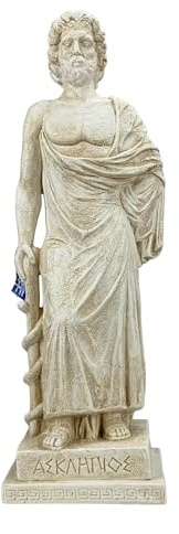 Asclepius Griechischer Gott der Medizin & Ärzte Hartputz Statue Skulptur 43cm