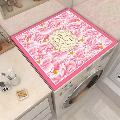 Highdi Housse de Protection pour Machine à Laver Top, Fleurs Multicolores Coussin de Machine à Laver Antidérapant Housse de Machine à Laver Machine à Laver Sèche-Linge (Rose,70x80cm)