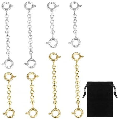 Yeesabella 8Pcs Safety Bracelet Chain Extender for Fine Jewelry Protection