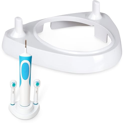 Base Soporte + 4 Protectores Cepillo de Dientes Eléctrico para Oral B – Incluye 4 Fundas Protectoras de Cabezales Cepillo Dientes para Oral B - Soporte Color Blanco