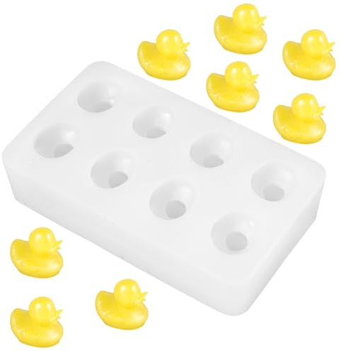 Gosknor Silicone Duck Mold, 8-Cavity Mini Duck Fondant Mold 3D Chocolate Candy Mould for Epoxy Resin Soap Polymer Clay Cake Decor