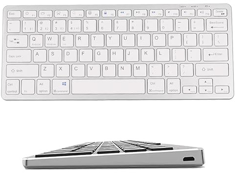 ZIZIS Teclado Bluetooth Inalámbrico Español – Compatible con iOS, Android y Windows para iPad, iPhone, Samsung, Huawei, Lenovo, Tablets y Otros Dispositivos (Gris Metalica)