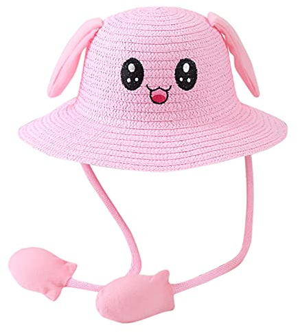 Generisch Gorros de bebé para niñas con orejas en movimiento Summer Sunhat Niños Sombreros Air Rabbit Bag Baby Gorros de paja Sombreros y gorras para niños Bufandas gruesas para damas, D, 54