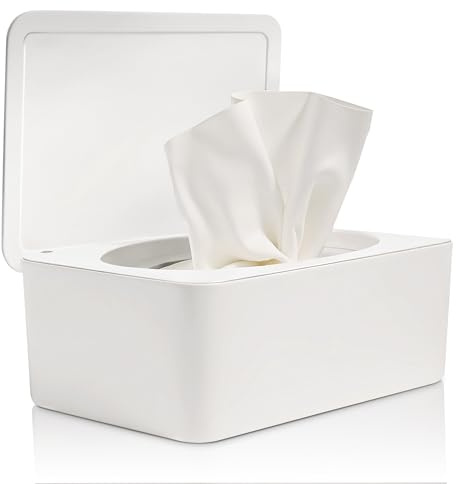 Versiegelte Feuchttücher Box mit großem Volumen Staubschutz Weiß Baby Feuchttücherbox für feuchte Tücher Toilettenpapier Taschentücher im Badezimmer Wohnzimmer