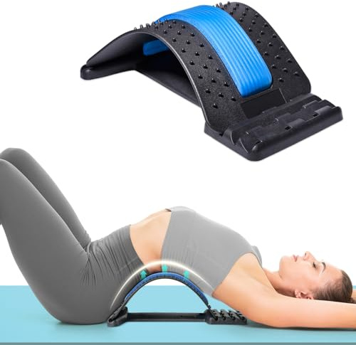 JUMPOW Back Stretcher for Lower Back Pain Relief - 4 Level Adjustable Lumbar Cracker Board, Relief for Lumbar Area Pain, Scoliosis Aid, Spine Decompression