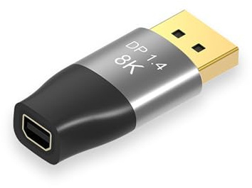 YMY Adaptador Mini DP a DP1.4, 8K 60Hz DP a Mini Displayport, macho a hembra, compatible con HDR, Mini Displayport a DisplayPort bidireccional (adaptador DP a Mini DP)