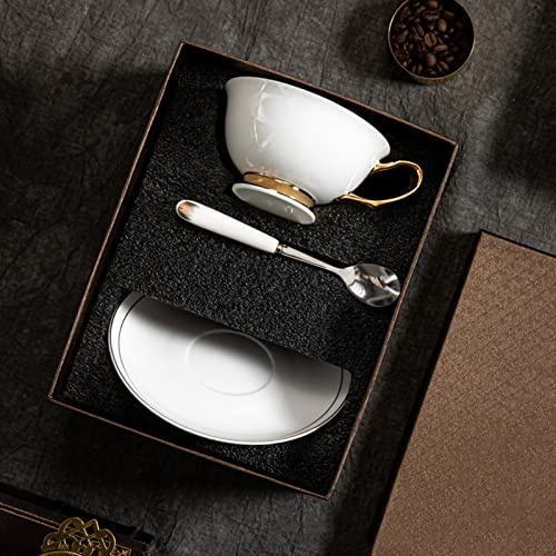 Juego de Tazas y platillos de café de Estilo Europeo, Elegante y Sencillo Juego de té inglés de Porcelana de Hueso, Moderno y Ligero, Comercial para el hogar (A)