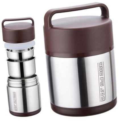 COLLBATH Olla Aislada Acero Inoxidable Fiambrera De Doble Aislante Para Almacenar Alimentos Fiambrera Termica Para Viajes