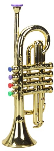 Peosaard Tromba per Bambini, Tromba Giocattolo riproducibile sicura per Lo Sviluppo in plastica PP Dorata per Bambini con Impugnatura Comoda Strumenti Musicali educativi, Strumento Musicale