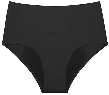 Bragas menstruales de tiro medio sin costuras, de 4 capas, absorbentes y a prueba de fugas, alargadas.(negro,2pc,L)
