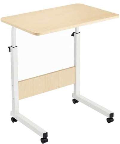 Acomoda Textil - Mesa Escritorio con Ruedas para Estudiar y Trabajar. Mesa Auxiliar Ajustable Multiusos para Dormitorio, Salón y Cocina 40x60x65-89 cm (Blanco)