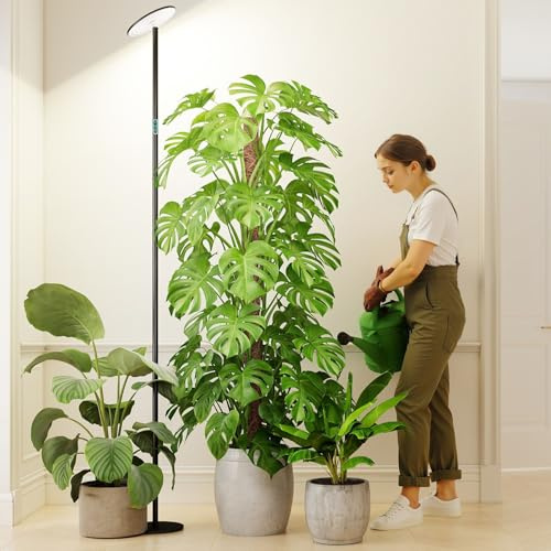 Ajacxet lampe horticole sur pied 40W pour plantes d’intérieur, hauteur 216 cm, minuteur à cycle journalier réglable 1–24 h, écran LCD, dimmable, éclairage pour grandes plantes d’intérieur