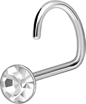 PIERCINGLINE 925er STERLING SILBER Nasenpiercing Spirale KRISTALL Piercing Nase Stecker