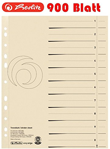 Herlitz 10840205 Trennblatt A4 chamois (900er, Kraftkarton Druck)