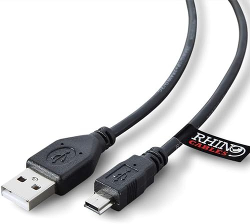 rhinocables USB to Mini B 5-Pin Cable |Durable Design, Fast Charging & Sync | Universal Compatibility for PS3 Controllers, Cameras, GoPro & More | USB 2.0 with 480 Mbps Data Transfer (1m,Pack of 1)
