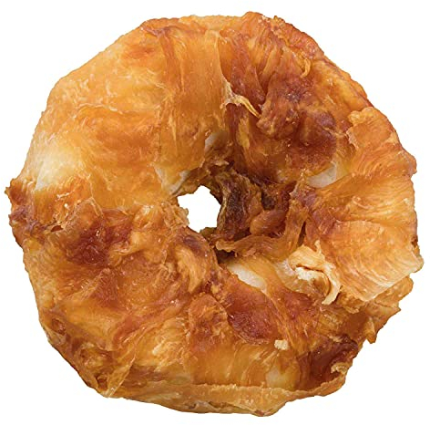 TRIXIE zuckerfreier und glutenfreier Hühnchen Kauring Denta Fun Chicken Chewing Rings, ø 6 cm, 2 St./110 g - 31332