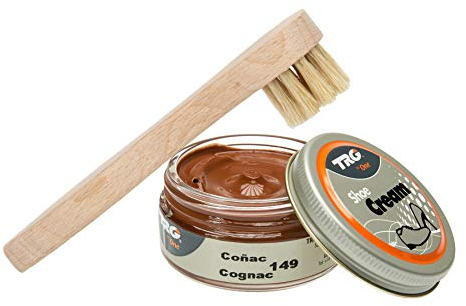 Langlauf Schuhbedarf TRG Schuhcreme mit Auftragsbürste I Lederschuh Pflege Set I Schuhputzsets Leder, Schuhbürstenset, Schuh Reinigung Set, Lederpflege Set (cognac 149)