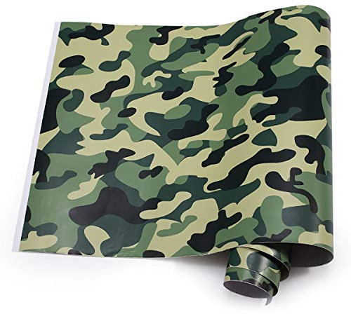 Queenbox Selbstklebende Vinylfolie mit Camouflage-Muster, PVC, 50 x 500 cm, Grün
