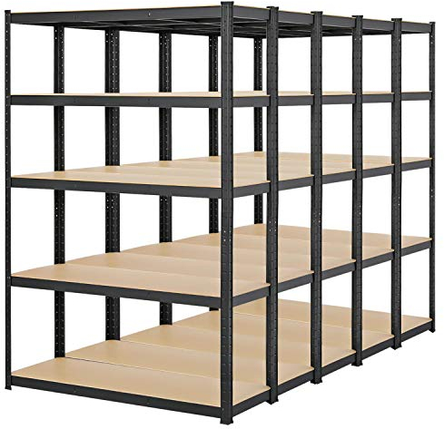 Yaheetech 5X Schwerlastregal Steckregal 5-stufig Metallregal 875kg Kellerregal Werkstattregal Regal für Garage, Werkstatt, Speisekammer