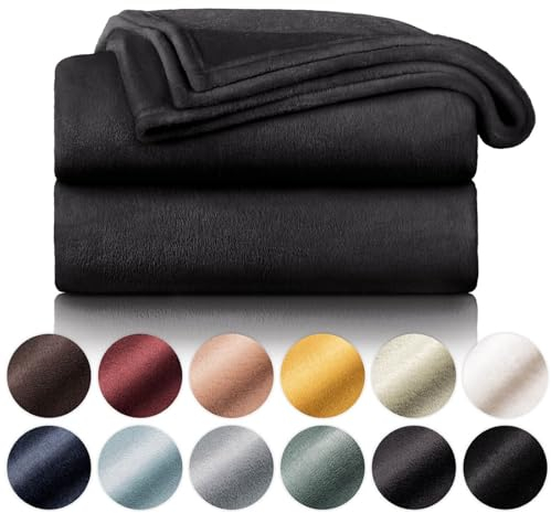 Blumtal Kuscheldecke flauschig - Oeko-TEX zertifizierte Fleecedecke 130x150 cm - Wohndecke 130x150 cm - Decke Couch als Wohn- & Kuscheldecke - Fliesdecken - Decke Wohnzimmer - Anthrazit