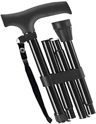 VIROSA Black Walking Stick, Lightweight Foldable, Extendable Adjustable Walking Cane | Flexible and Durable | Walking Aid Mobility Aid | Collapsible Walking Stick