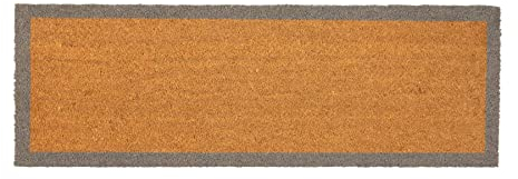 Nicola Spring Coir Double Door Mat - 120 x 40cm - Grey Border - Pack of 1 - Decorative Indoor Large Front Door Mat Entry Dirt Trapper Rug Outdoor Boot Scraper Non Slip Backing Doormat