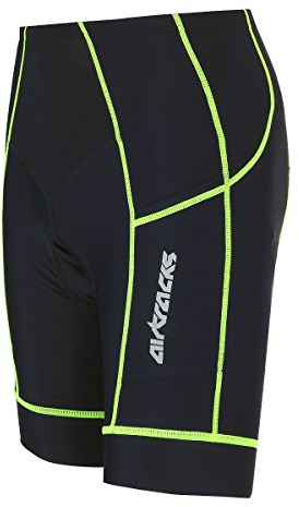 Airtracks Damen Fahrradhose Kurz Radhose Pro Kurze MTB Radlerhose Mountainbike 3D Coolmax Gepolstert Atmungsaktiv Reflektoren XS S M L XL XXL 3XL 4XL - schwarz-neon - XS - Damen