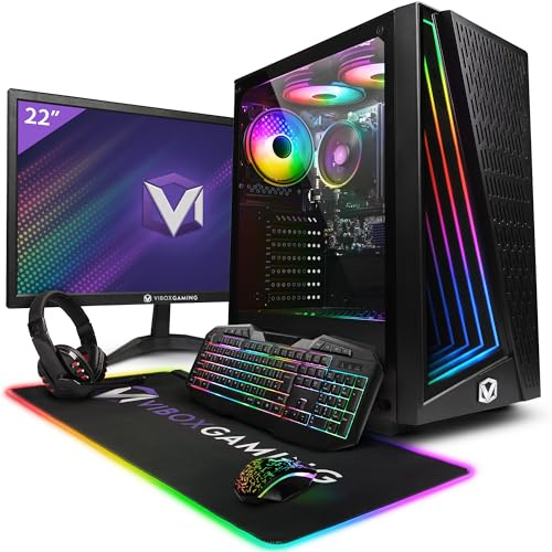 Vibox VI-46 Gaming PC Bundle • AMD Ryzen 3 3200G Quad-Core • Integrated Radeon Vega 8 • 16GB RAM • 1TB SSD • Windows 11 • 22 Monitor • WiFi