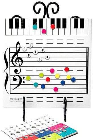 Hopowa Whiteboard für Musik, mit trocken abwischbar Marker und 70-teilige Bunte Magnete, Notendiagramm für Anfänger und Studenten