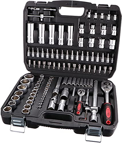 SIXTOL TOOL SET 108 pezzi in una cassetta degli attrezzi, set da golf, chiavi in acciaio CrV