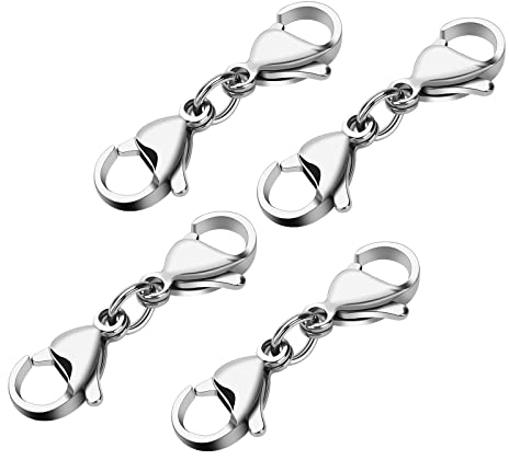 ASTER 4 Stück Doppelkopf-Krallenverschlüsse, Schmuckverschluss zum Wechseln für Armbänder/Ketten, Verschluss Doppel Karabiner, Verlängerung Kettenverschluss für DIY Schmuck Making