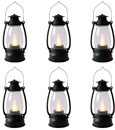 Reperla 5.1 inch Mini Lanterns 6-Pcs LED Candle Small Lanterns Decorative Indoor Outdoor Hanging Light Ornaments Home Decor for Weddings Western Camping Party Halloween Christmas Decorations