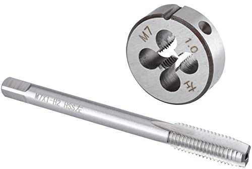Burkit Ensemble taraud et filières M7 x 1 pour gauche, filetage M7 x 1,0 et filière ronde