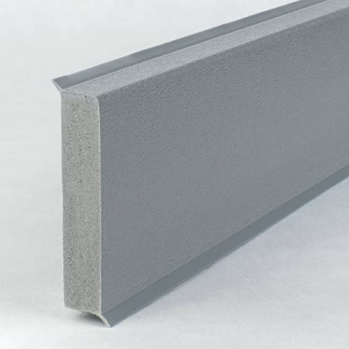 PROVISTON - Battiscopa in plastica in schiuma rigida PVC – grigio chiaro – 12 x 60 x 2500 mm – grana – impermeabile – facile da montare