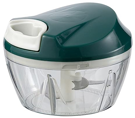 RUPOHU 500ml Manual Pull Food Chopper,Hand Pull String Garlic Chopper for Kitchen, Easy Cleaning Food Processor for Onions Garlic Peppers Carrots Fruits Tomato Meat with Stainless Steel Blades(Green).