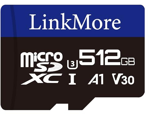 LinkMore Scheda Micro SDXC, A1, UHS-I, U3, V30, compatibile con classe 10, adattatore SD incluso (512GB, A1 V30)…