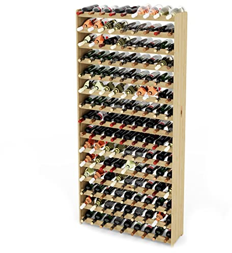 Lenmar Serie RW Weinregal aus Holz für Flaschen, Anthrazit, Braun, Natur, RW-3, 13-15 liegen, für 91-135 Flaschen, Wein, Flaschenregal (Natur, RW-3-135, 198 x 92 x 26,5, für 135 Flaschen)