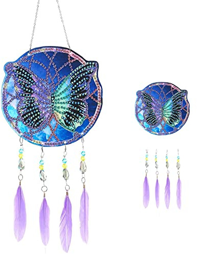 Ahaimy Diamond Painting Schmetterling Set, Windspiel Zubehör, Erwachsene, Dekoration, Fensterdekorationsanhänger, Wohndeko-Anhänger